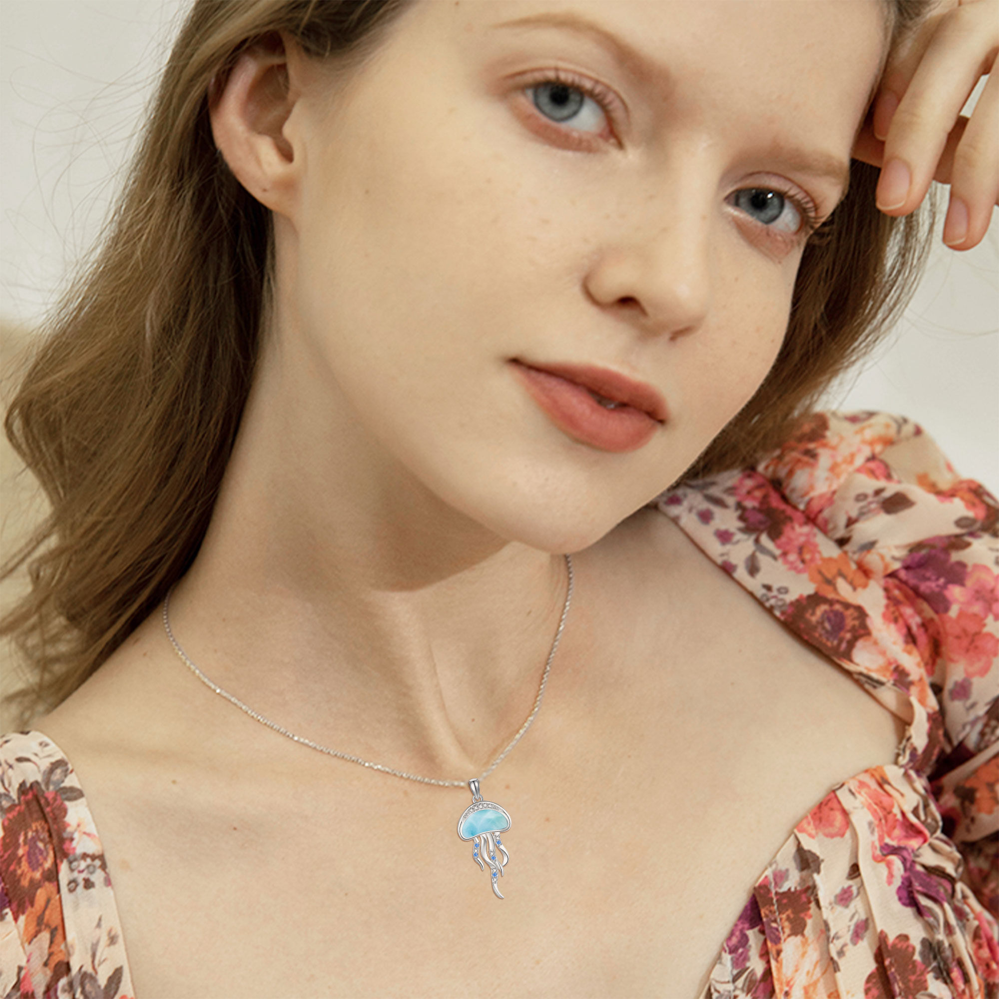 Women's 925 Sterling Silver Jellyfish Necklace, Animal Theme Gift